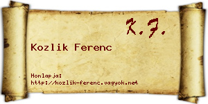 Kozlik Ferenc névjegykártya